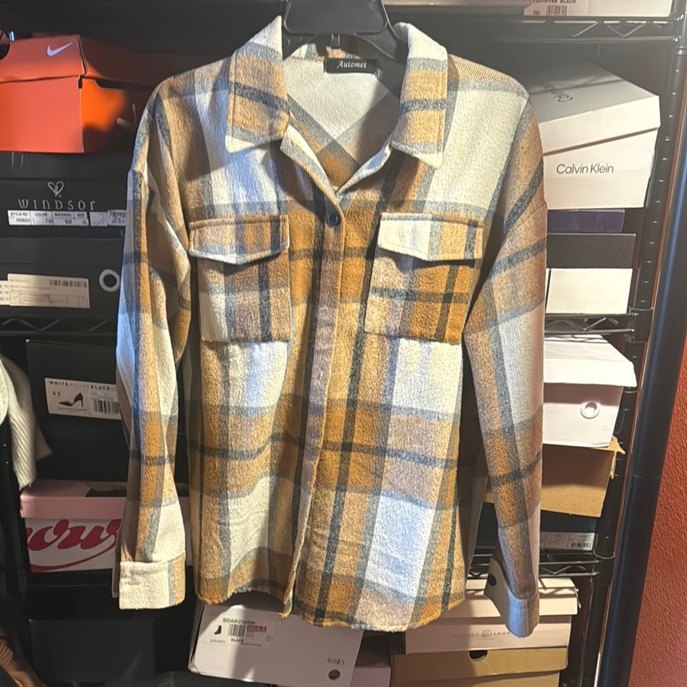 Sherpa Plaid Shirt Jacket